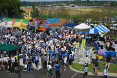 大勢の家族連れらでにぎわった「ホーリーホック1万人まつり」=水戸市小吹町のケーズデンキスタジアム水戸