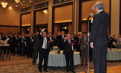 3年ぶりに開催された茨城原子力協議会の新年賀詞交歓会=水戸市千波町