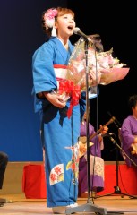 日本一に輝いた谷島明世さん=水戸市千波町