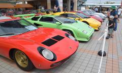 スーパーカーがずらりと並ぶ「珍しい車の夏祭り」=潮来市前川