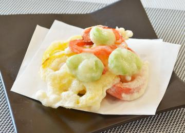 パプリカとソラ豆のかき揚げ
