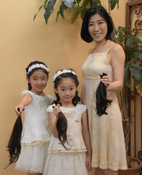 茨城新聞 水戸の親子3人 大切な髪を寄付 病気の子どもに役立てて
