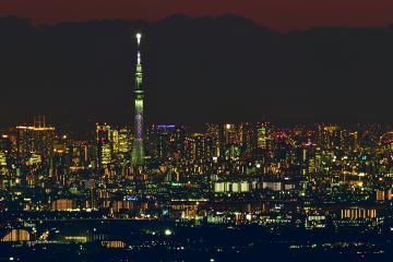 茨城新聞 筑波山頂からの夜景 続く 光の帯 関東平野一望 都心も