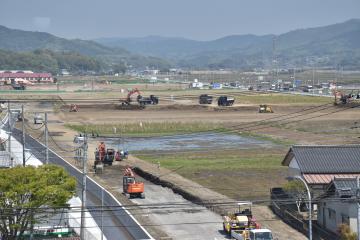 造成工事が進む常陸太田市東部土地区画整理事業=同市内