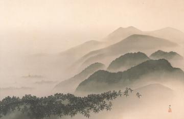 横山大観「月満山」1937年、県近代美術館蔵