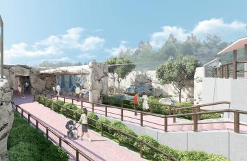 来夏オープンに向け整備が進む日立市かみね動物園の新しい猛獣舎の完成イメージ