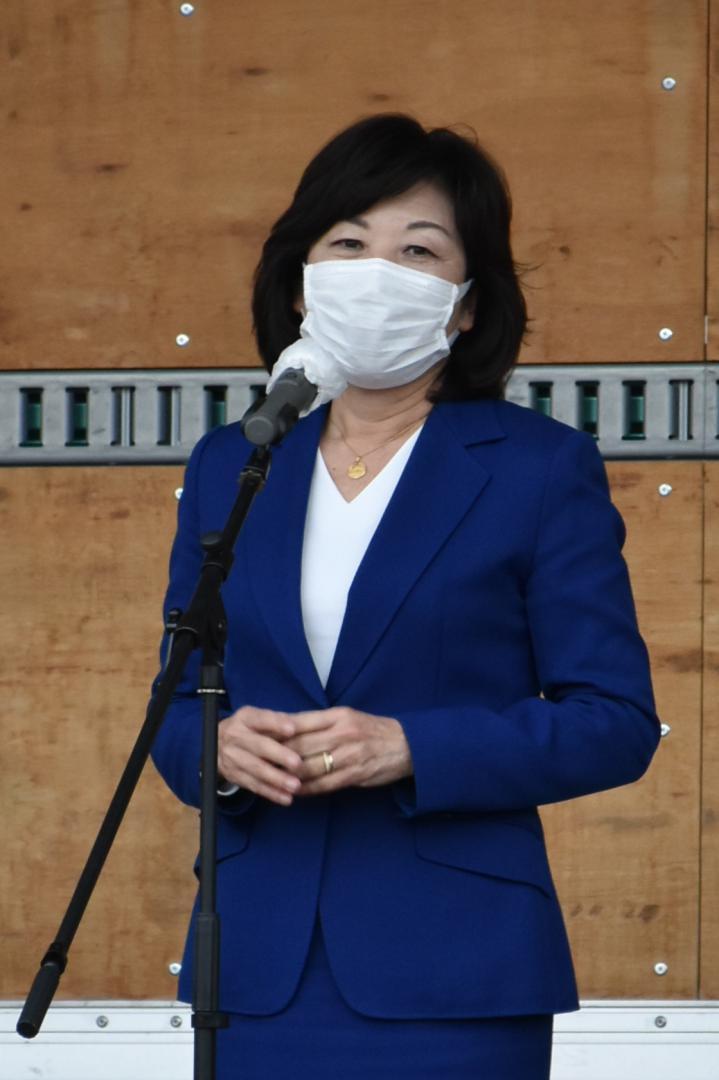 応援演説で支持を訴える野田聖子こども政策担当相=坂東市内
