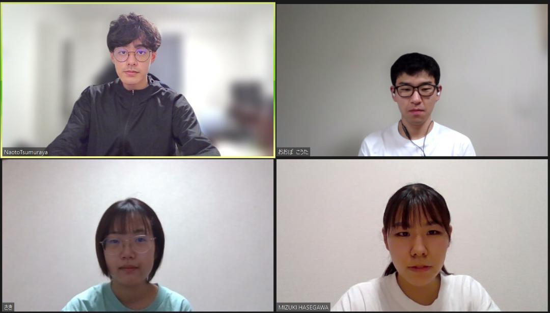 運営メンバーの圓谷夏音さんと大峡航太さん、長谷川瑞さん、山中沙紀さんの4人(左上から時計回り)
