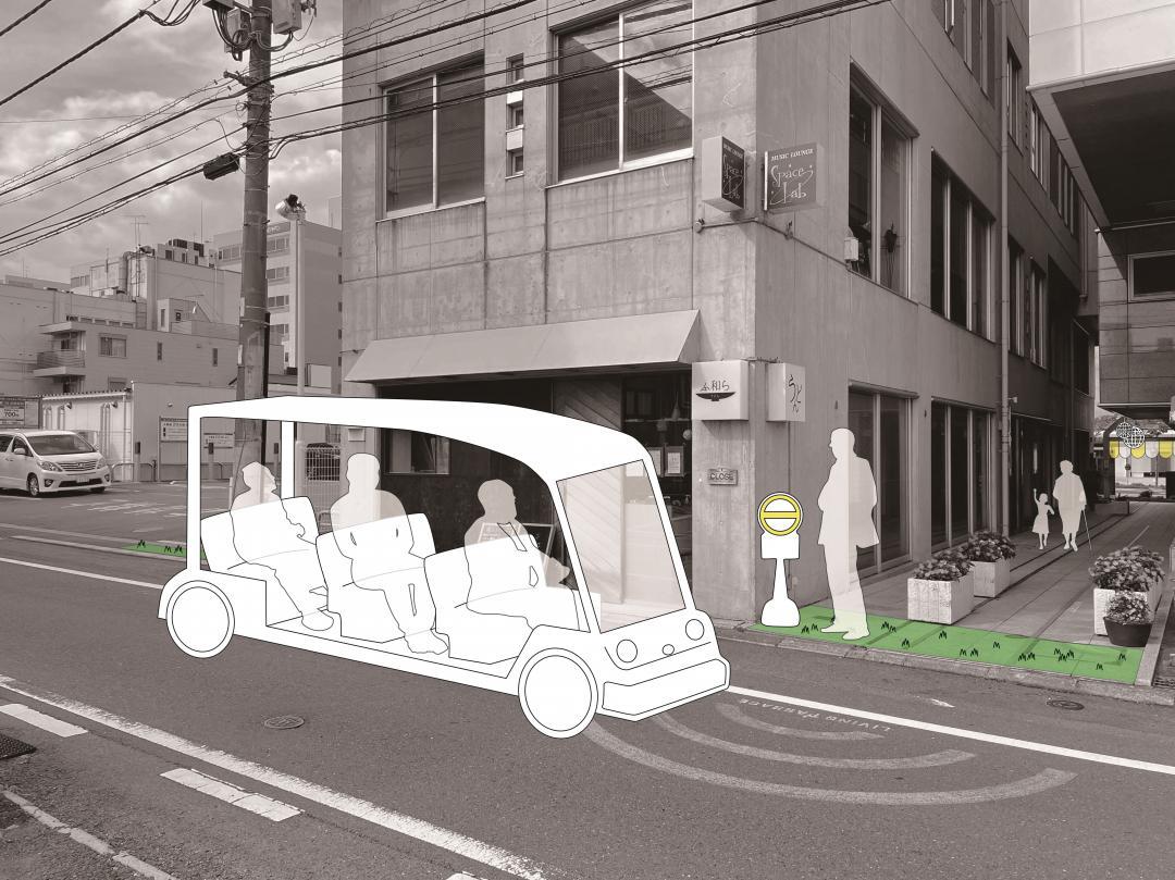 水戸市の中心市街地で低速で巡回運行する電気自動車「トコトコ」のイメージ(水戸まちなかリビング作戦実行委員会提供)
