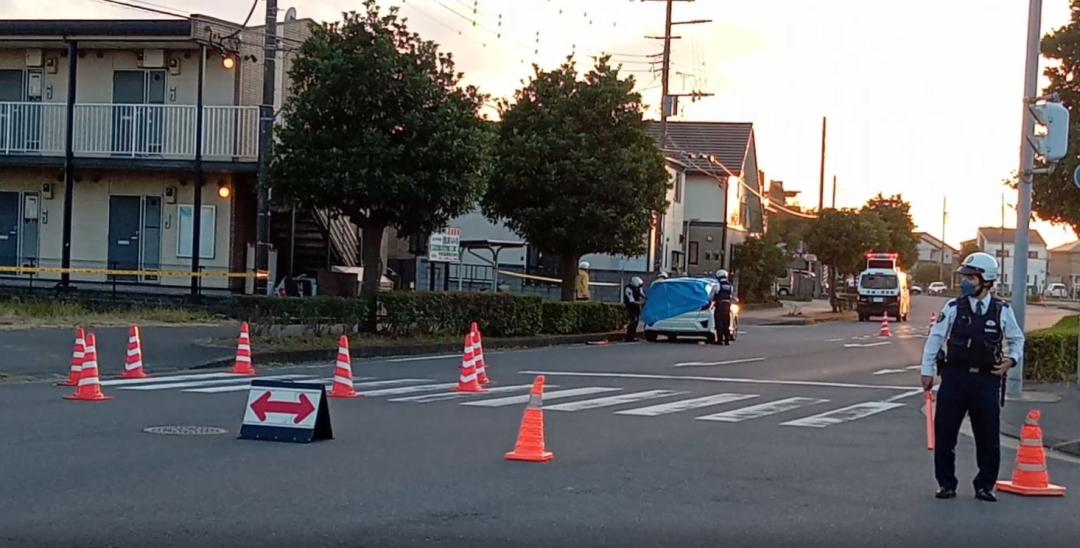 女児がはねられた事故現場=神栖市深芝南1丁目