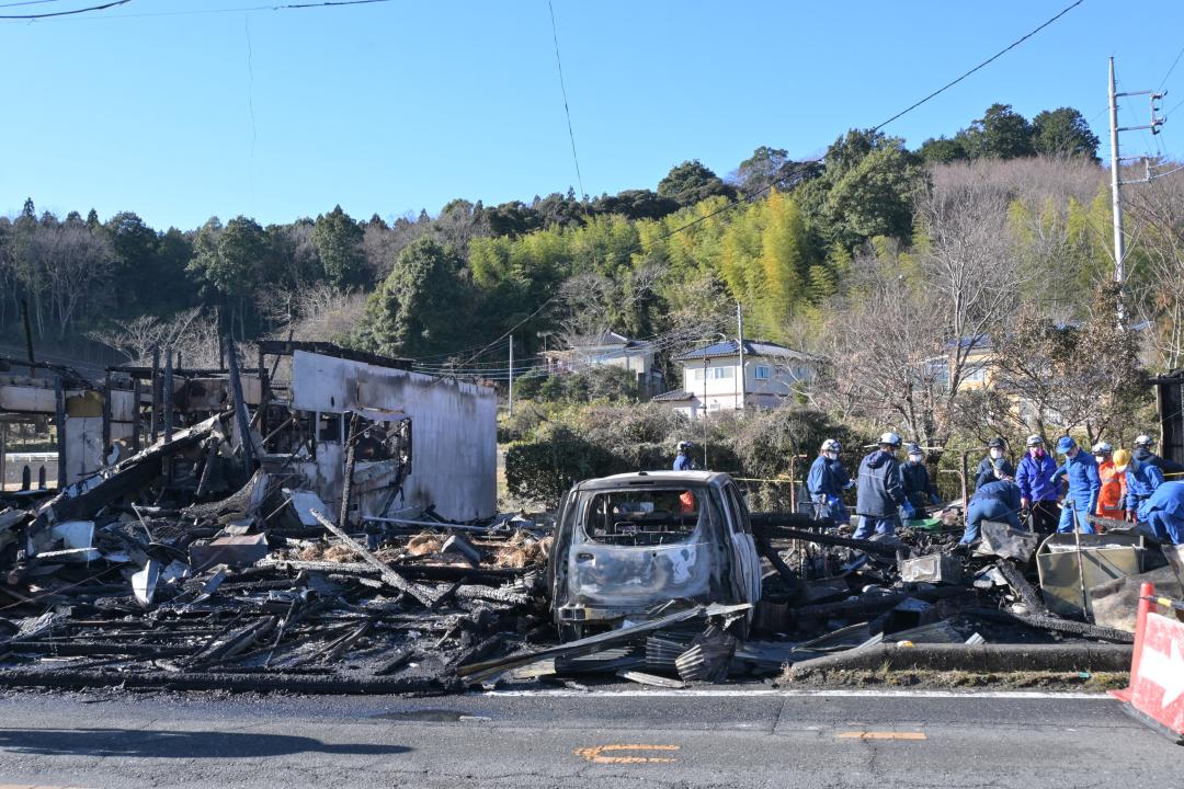 火災現場＝北茨城市華川町小豆畑