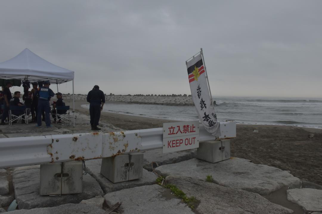 男性が海に流された現場付近=鉾田市上沢の海岸