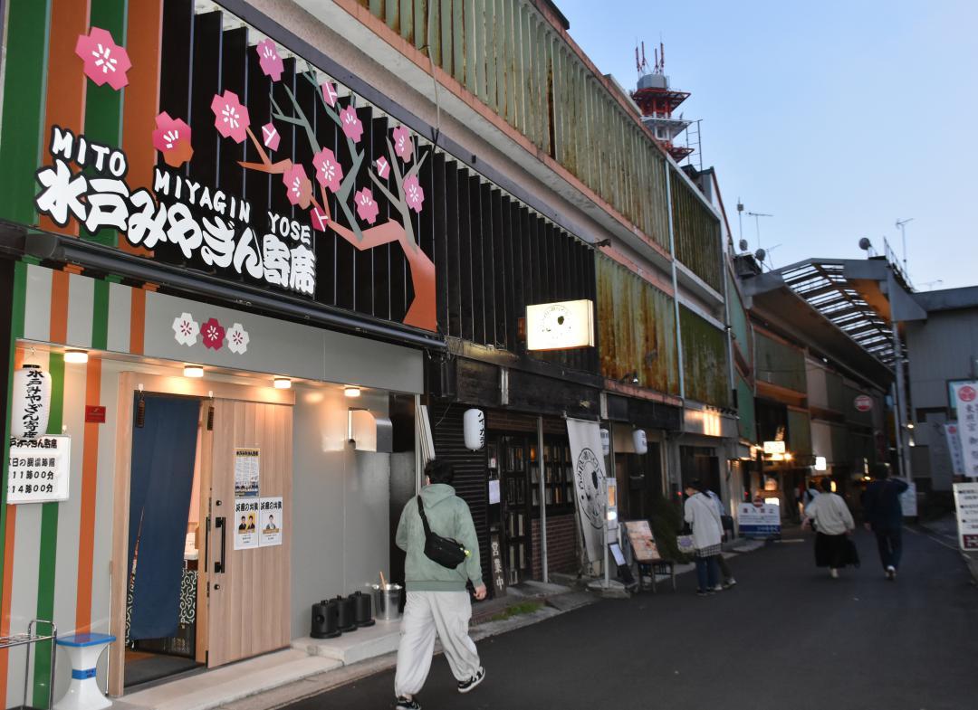 水戸みやぎん寄席がある夕方の宮下銀座商店街。26日に初めて夜公演を開催する=水戸市宮町
