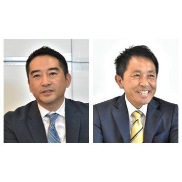 つくば市長選立候補者(左から)五十嵐立青氏、星田弘司氏（届け出順）