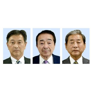 古河市長選・針谷力氏、菅谷憲一郎氏、森田悦男氏(左から)