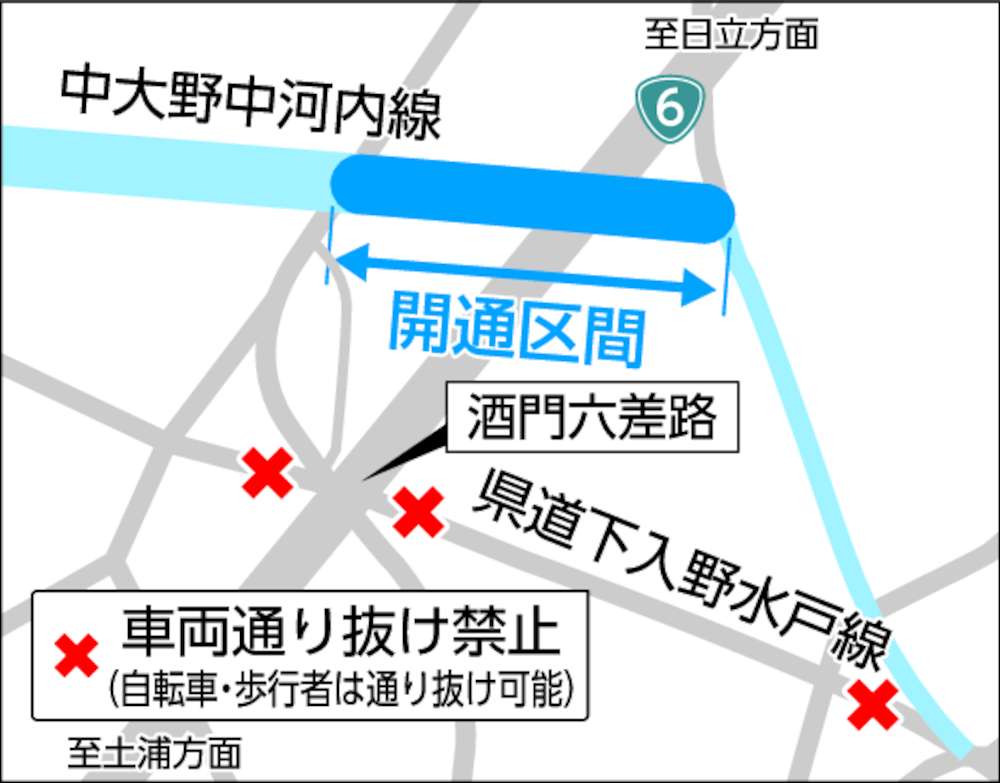 酒門六差路の地図
