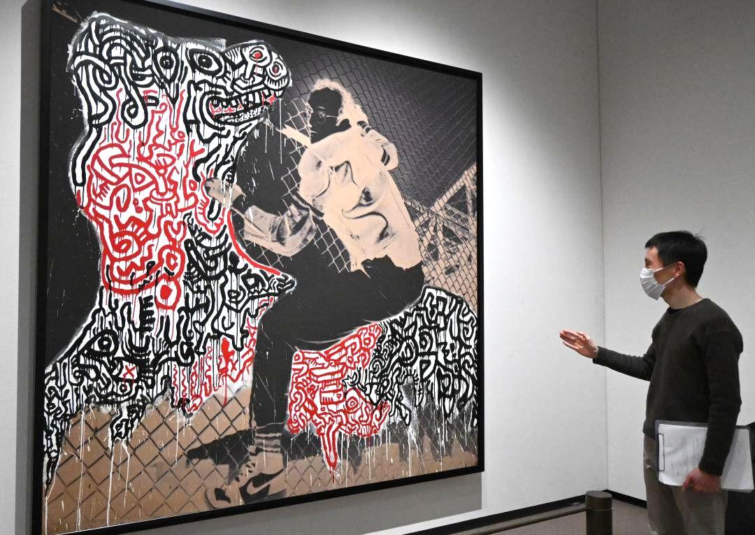 アーティスト、キース・ヘリングの作品が展示された会場=水戸市千波町、Keith　Haring　Artwork©Keith　Haring　Foundation
