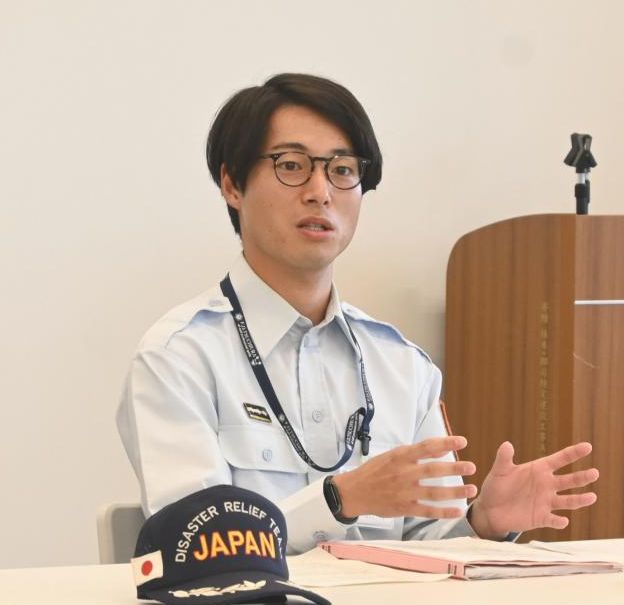 ミャンマーでの活動について語る森田大地さん=土浦市田中町