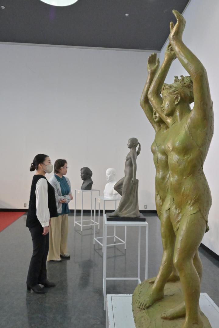 分野、会派を超えた作品が並ぶ会場=水戸市千波町