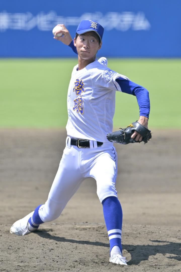 水城―水戸啓明 完全試合を達成した水戸啓明のエース中山=ノーブルホーム水戸