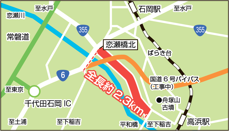 全線開通する県道飯岡石岡線バイパス
