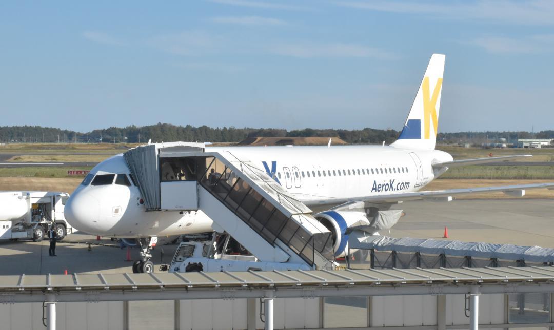 6年ぶりに定期便が就航した仁川(ソウル)便=2025年11月、小美玉市与沢