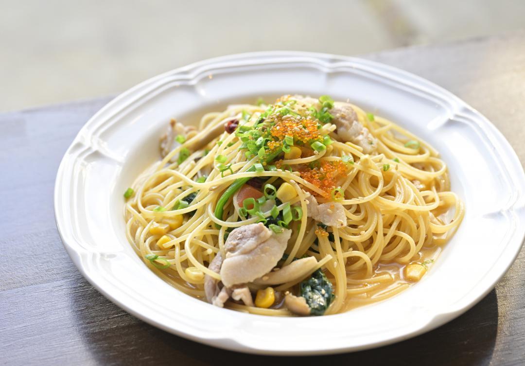 「かしまし豚」を使った和風ぺぺロンチーノ