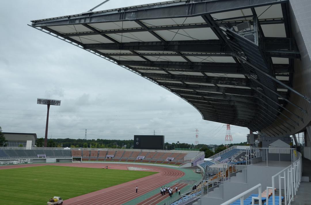 水戸信用金庫スタジアム(笠松運動公園陸上競技場)=那珂市向山