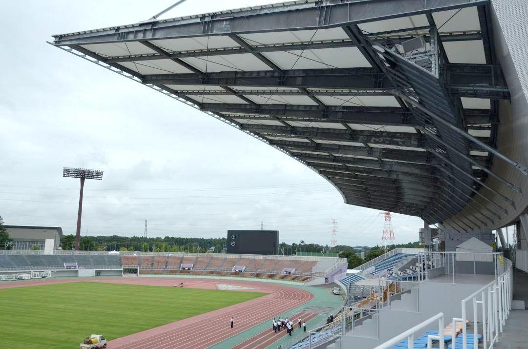 水戸信用金庫スタジアム(笠松運動公園陸上競技場)=那珂市向山