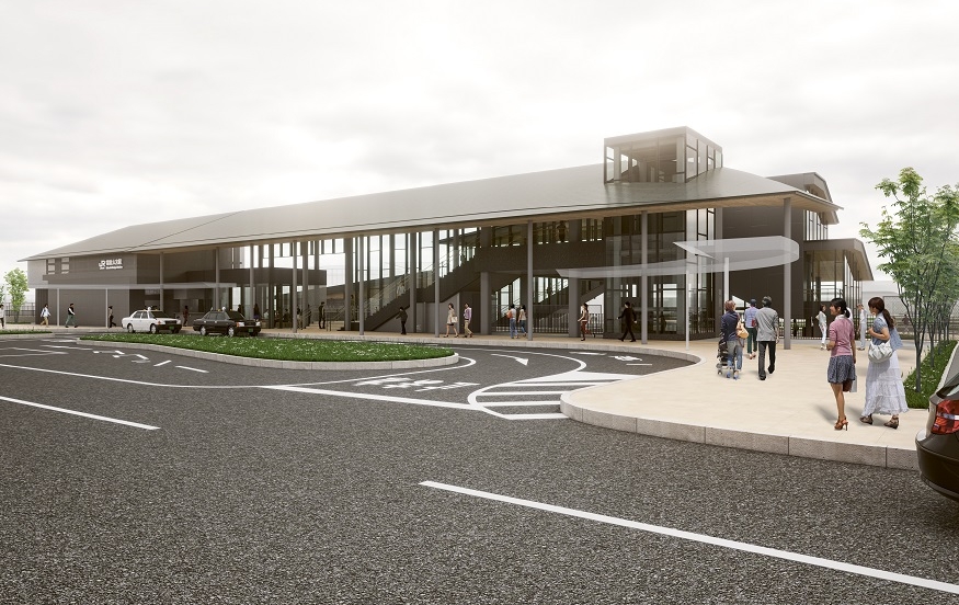 JR水郡線常陸大宮駅東口の完成イメージ図(常陸大宮市提供)