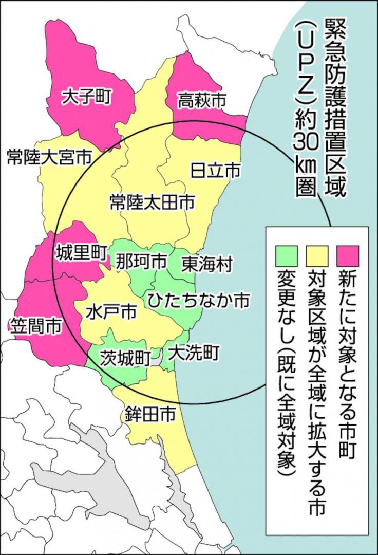 原子力発電施設等立地地域の対象市町村図
