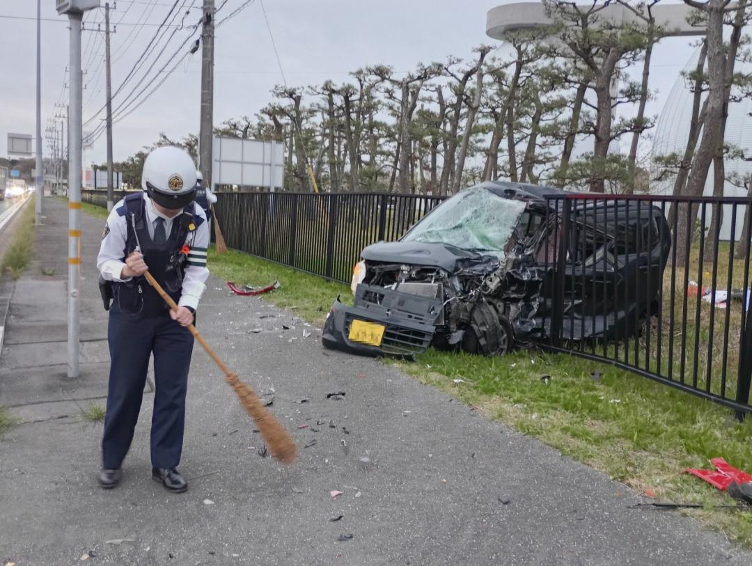 事故現場の様子=日立市十王町伊師
